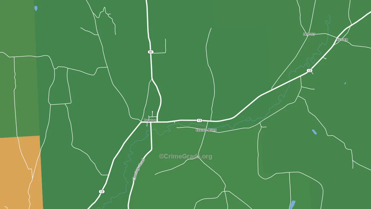 Crains Mills, NY Map of Vehicle Theft Rates