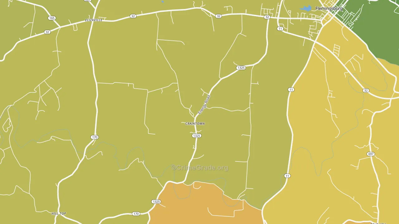 Craintown, KY Map of Vehicle Theft Rates