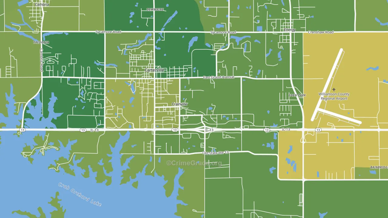Crainville, IL Map of Vehicle Theft Rates