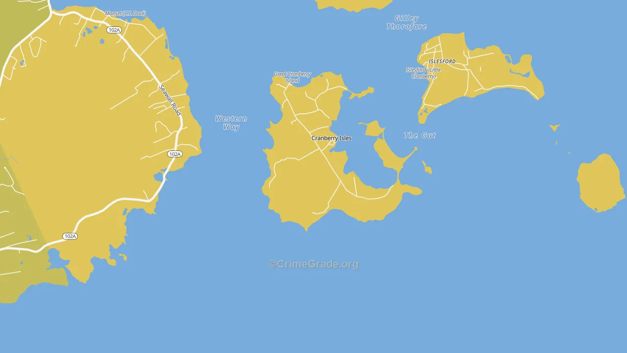 Cranberry Isles, ME Map of Vehicle Theft Rates