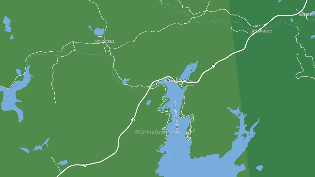 Cranberry Lake, NY Map of Vehicle Theft Rates