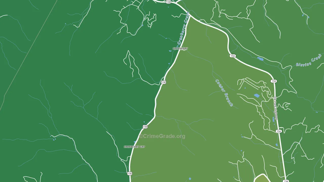 Cranberry, NC Map of Vehicle Theft Rates