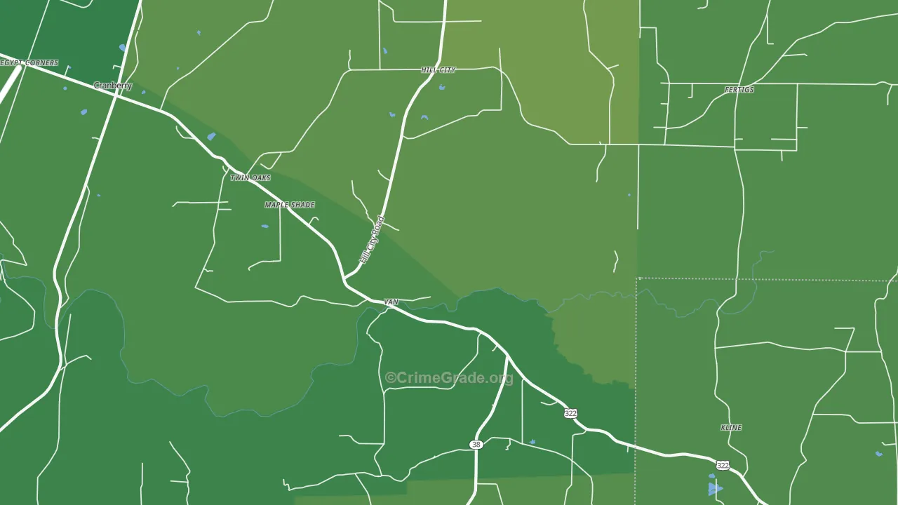 Cranberry, PA Map of Vehicle Theft Rates