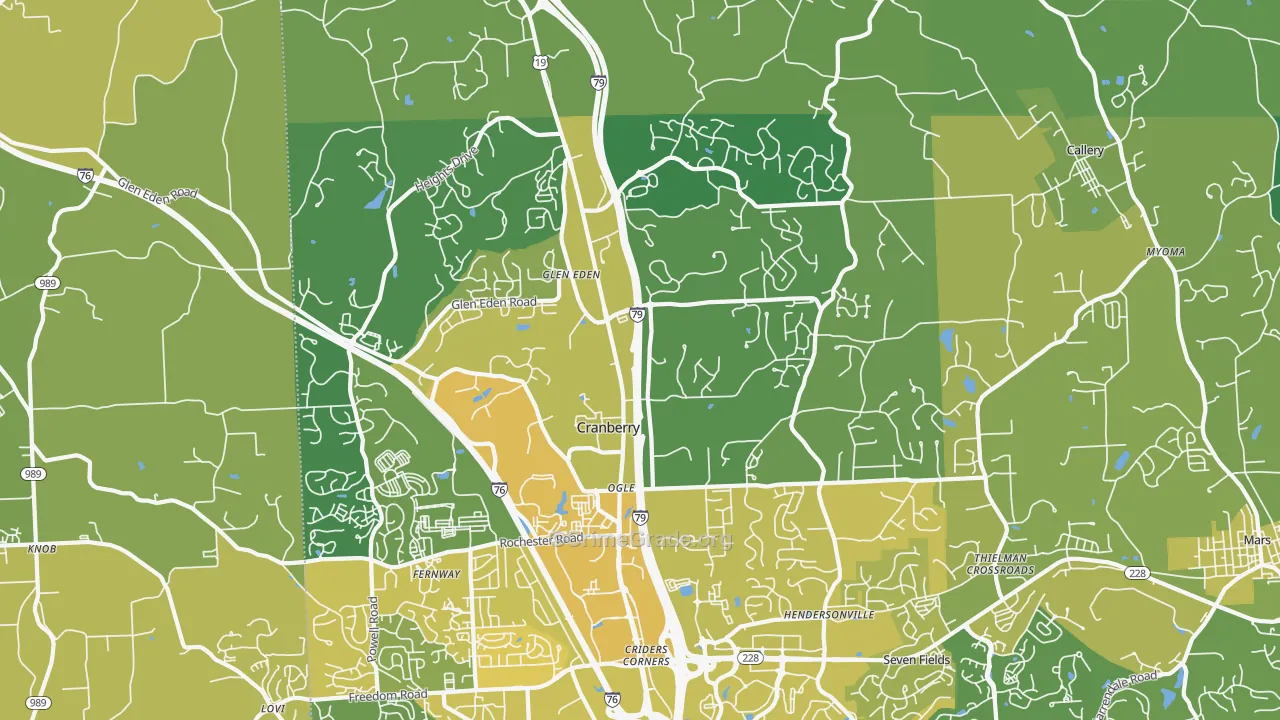 Cranberry Twp, PA Map of Vehicle Theft Rates