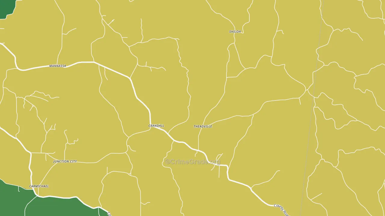 Crandall, MS Map of Vehicle Theft Rates