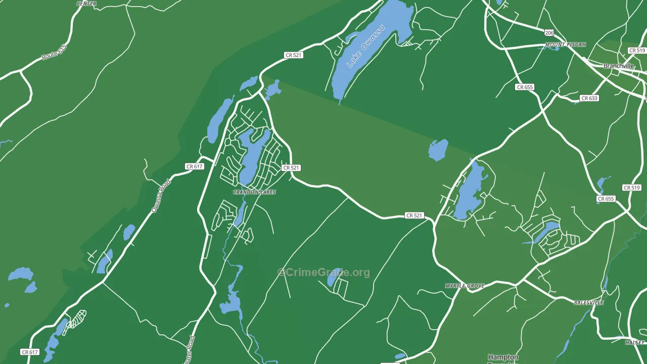 Crandon Lakes, NJ Map of Vehicle Theft Rates