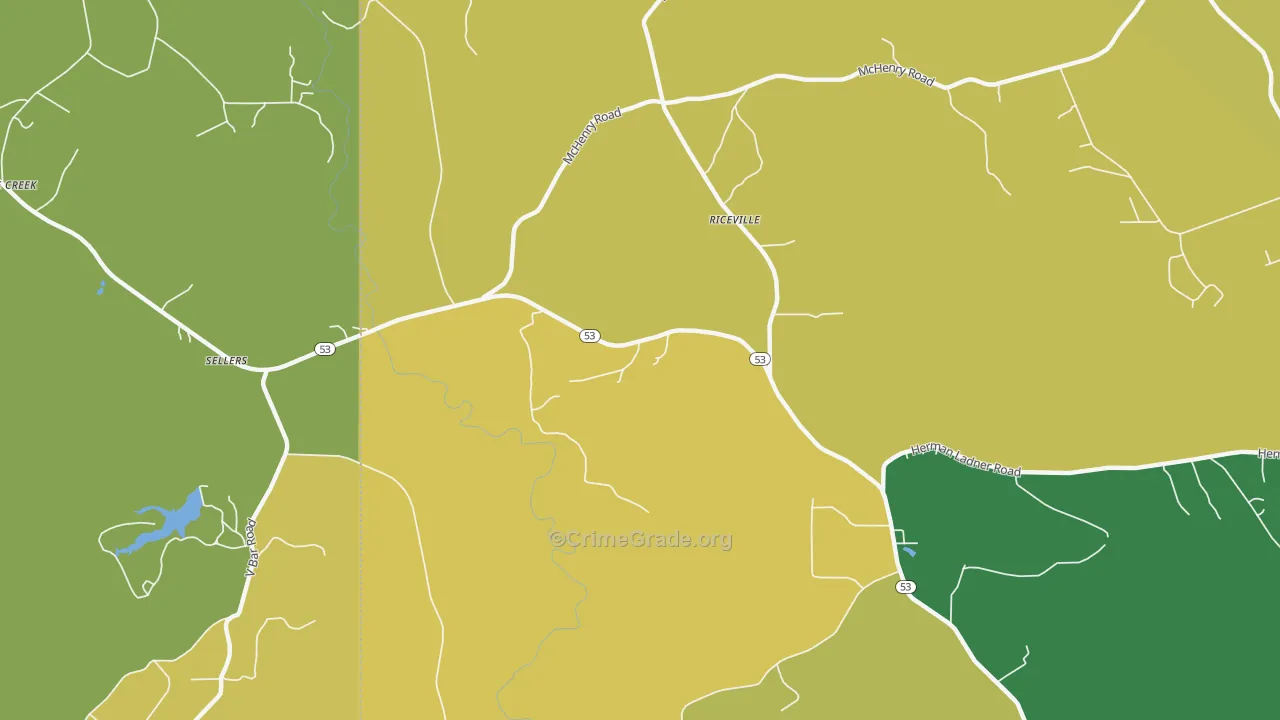 Crane Creek, MS Map of Vehicle Theft Rates