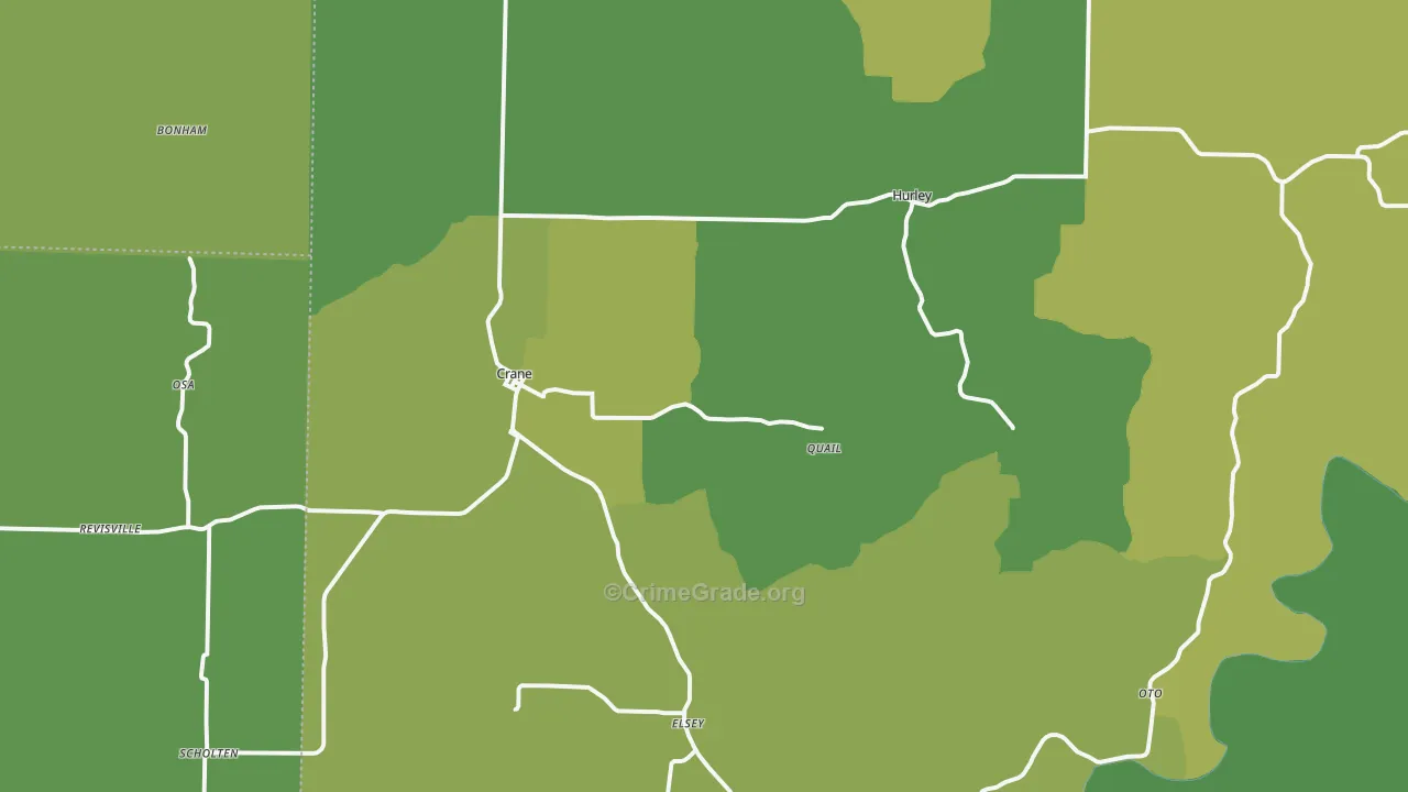 Crane, MO Map of Vehicle Theft Rates