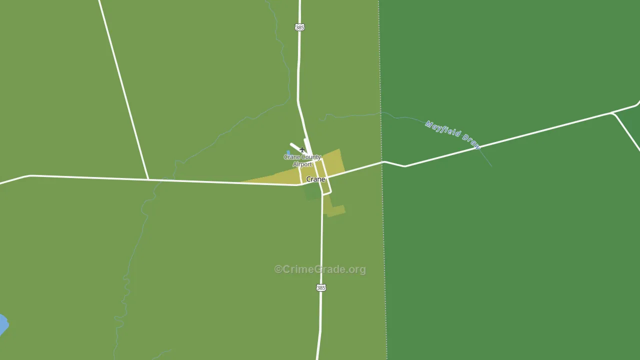 Crane, TX Map of Vehicle Theft Rates