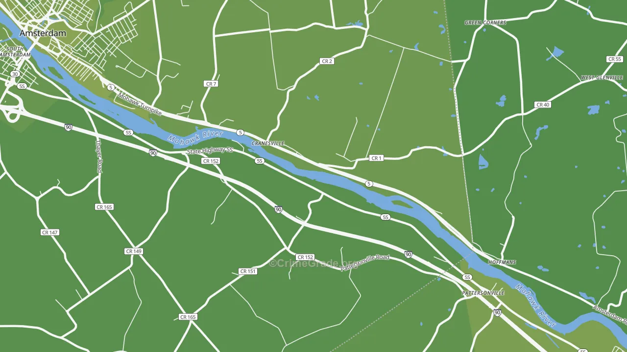 Cranesville, NY Map of Vehicle Theft Rates