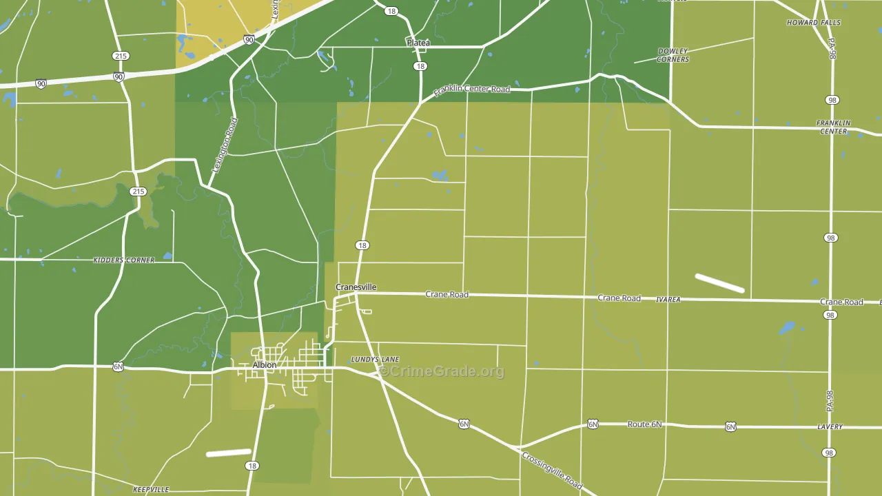 Cranesville, PA Map of Vehicle Theft Rates