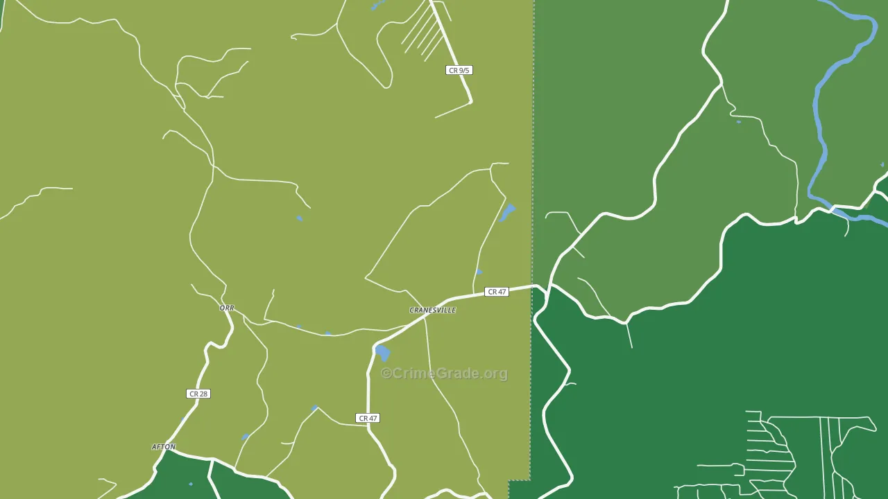Cranesville, WV Map of Vehicle Theft Rates