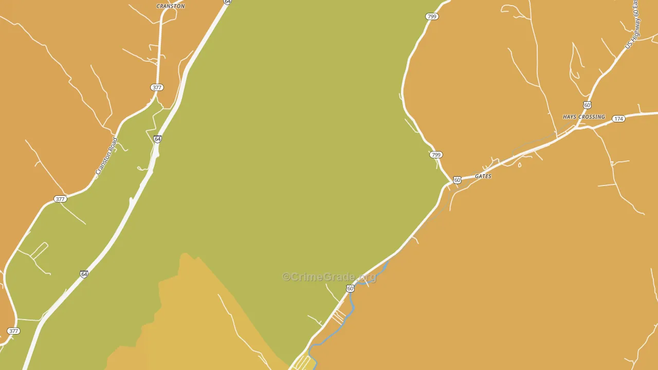 Cranston, KY Map of Vehicle Theft Rates