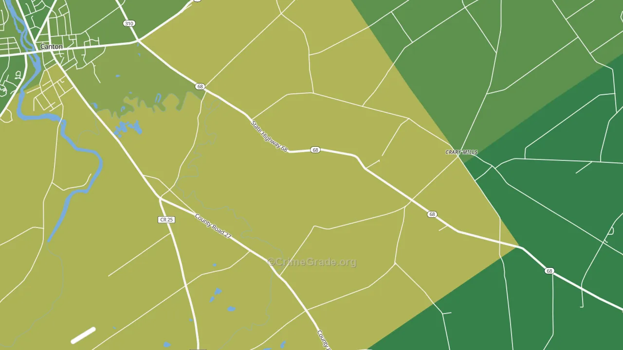 Crary Mills, NY Map of Vehicle Theft Rates