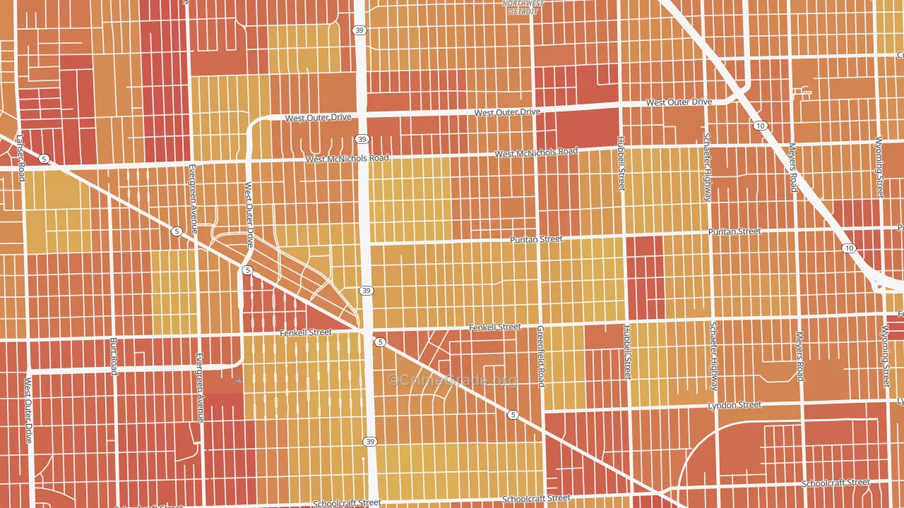Crary-St Marys, Detroit, MI Map of Vehicle Theft Rates