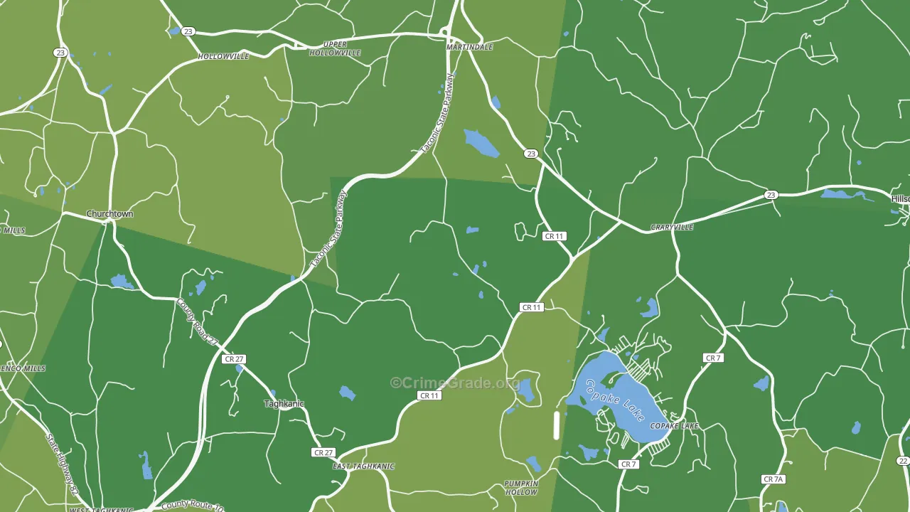 Craryville, NY Map of Vehicle Theft Rates