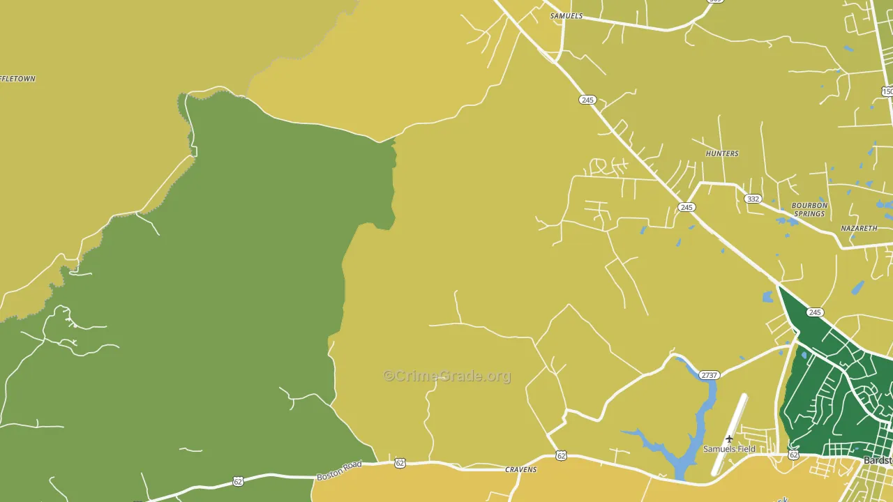 Cravens, KY Map of Vehicle Theft Rates