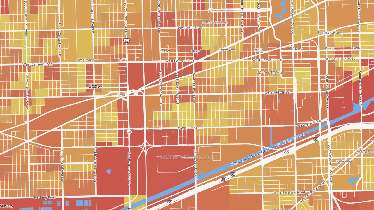 Crawford, Chicago, IL Map of Vehicle Theft Rates
