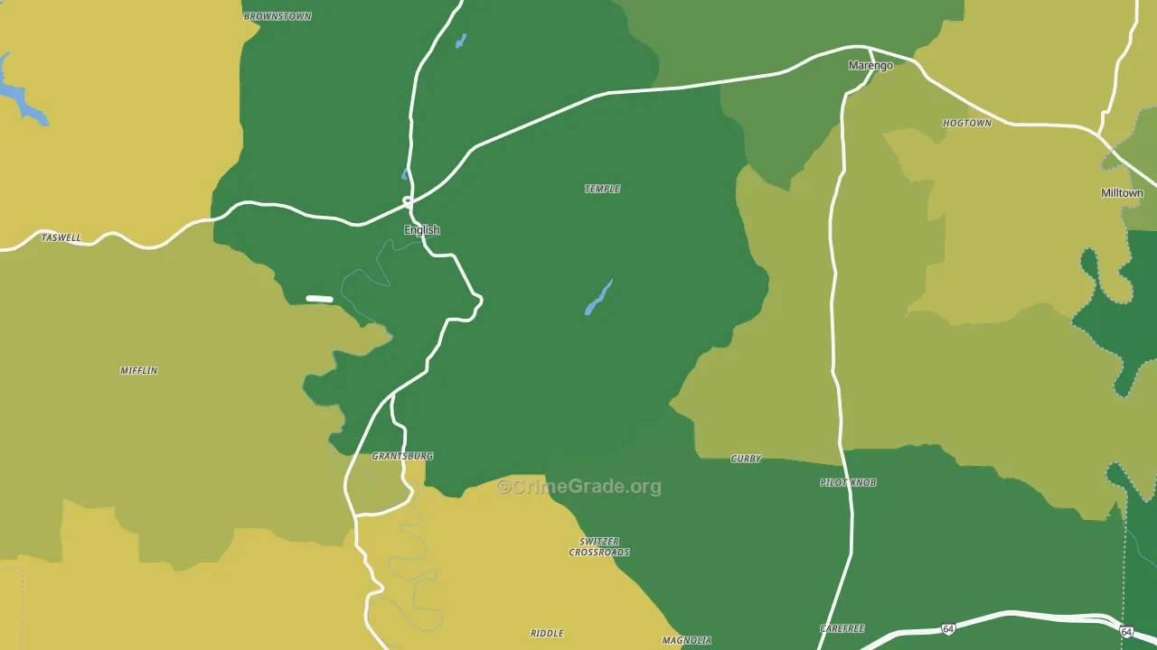 Crawford County, IN Map of Vehicle Theft Rates