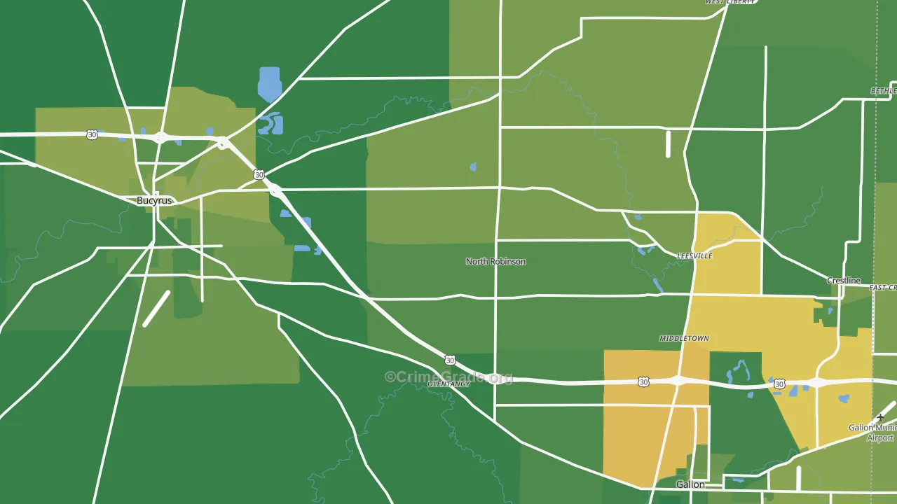 Crawford County, OH Map of Vehicle Theft Rates