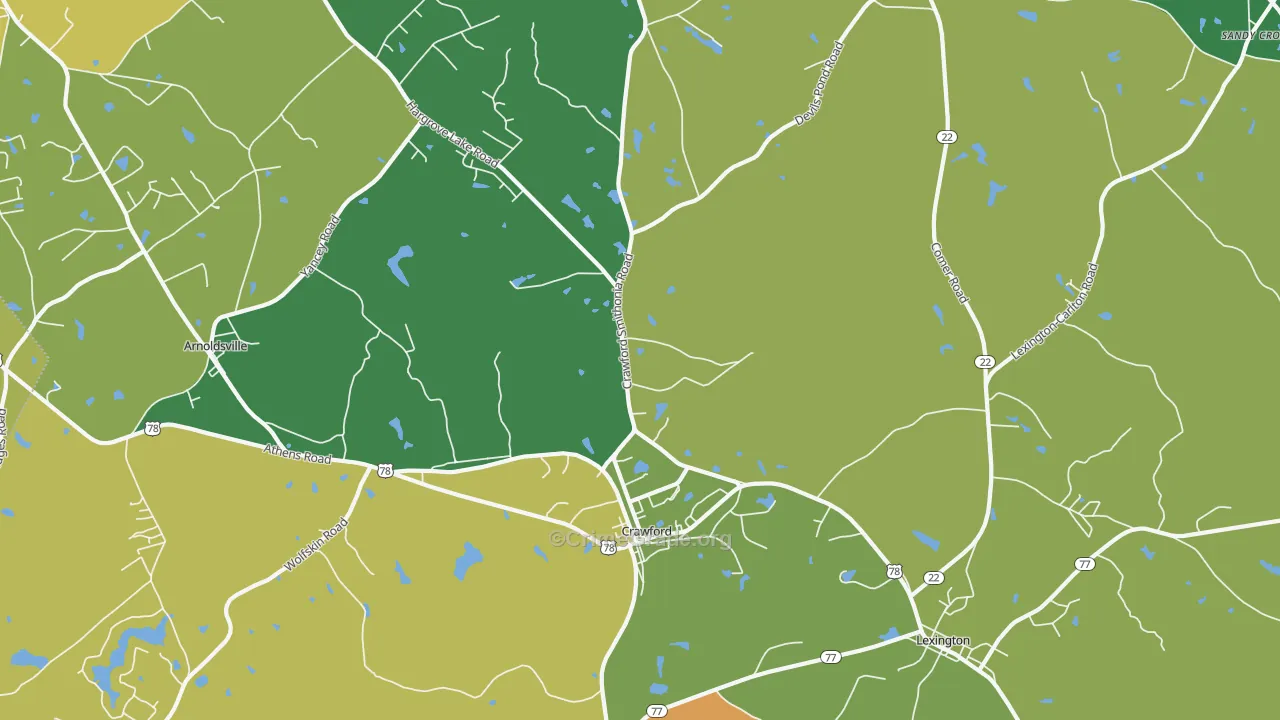 Crawford, GA Map of Vehicle Theft Rates