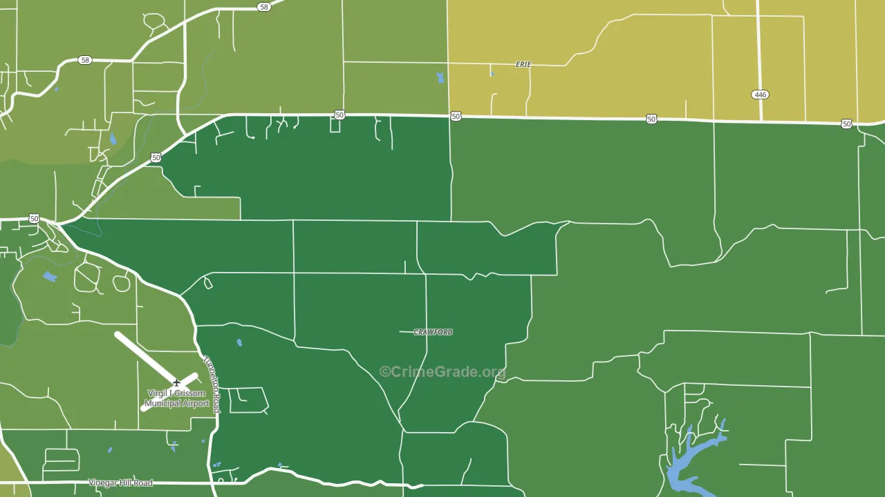 Crawford, IN Map of Vehicle Theft Rates