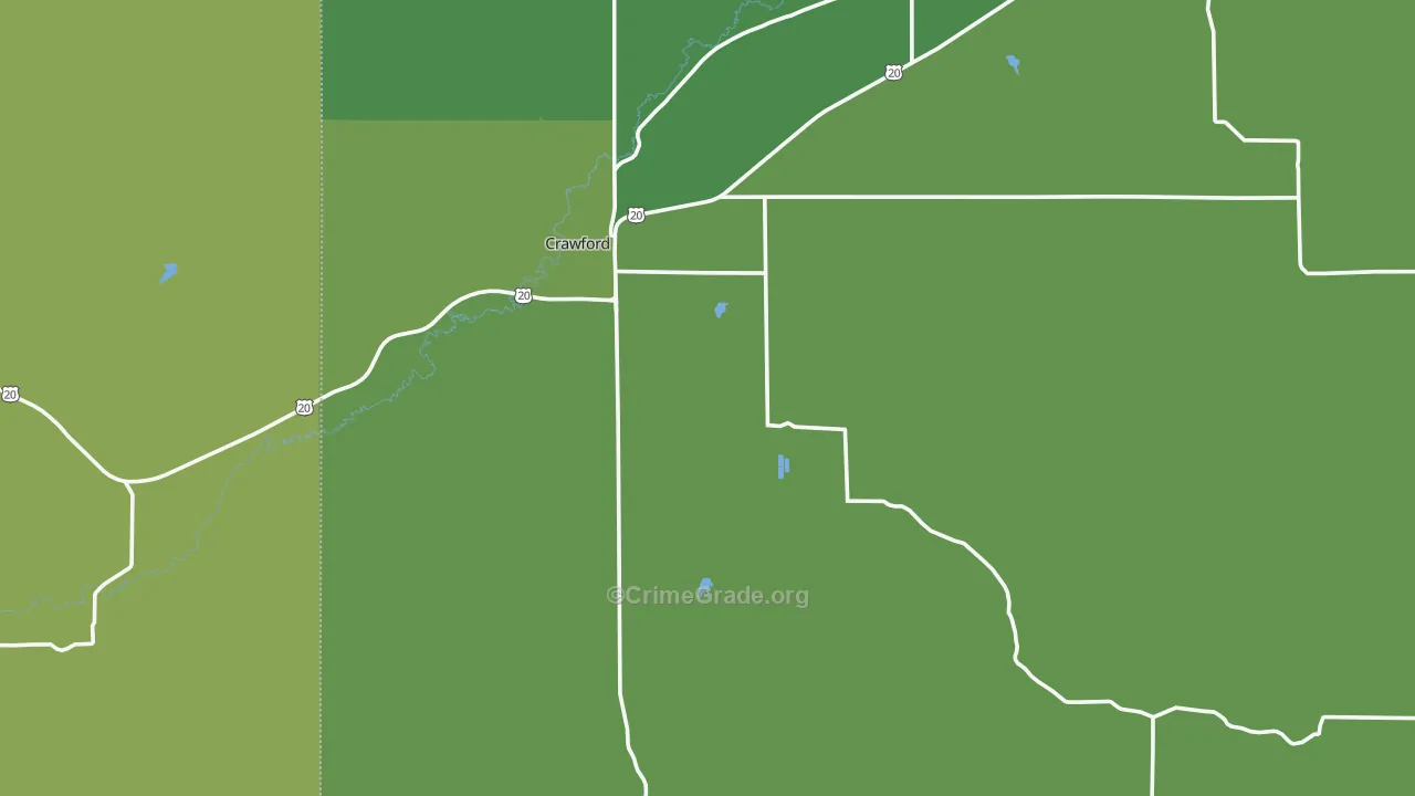 Crawford, NE Map of Vehicle Theft Rates