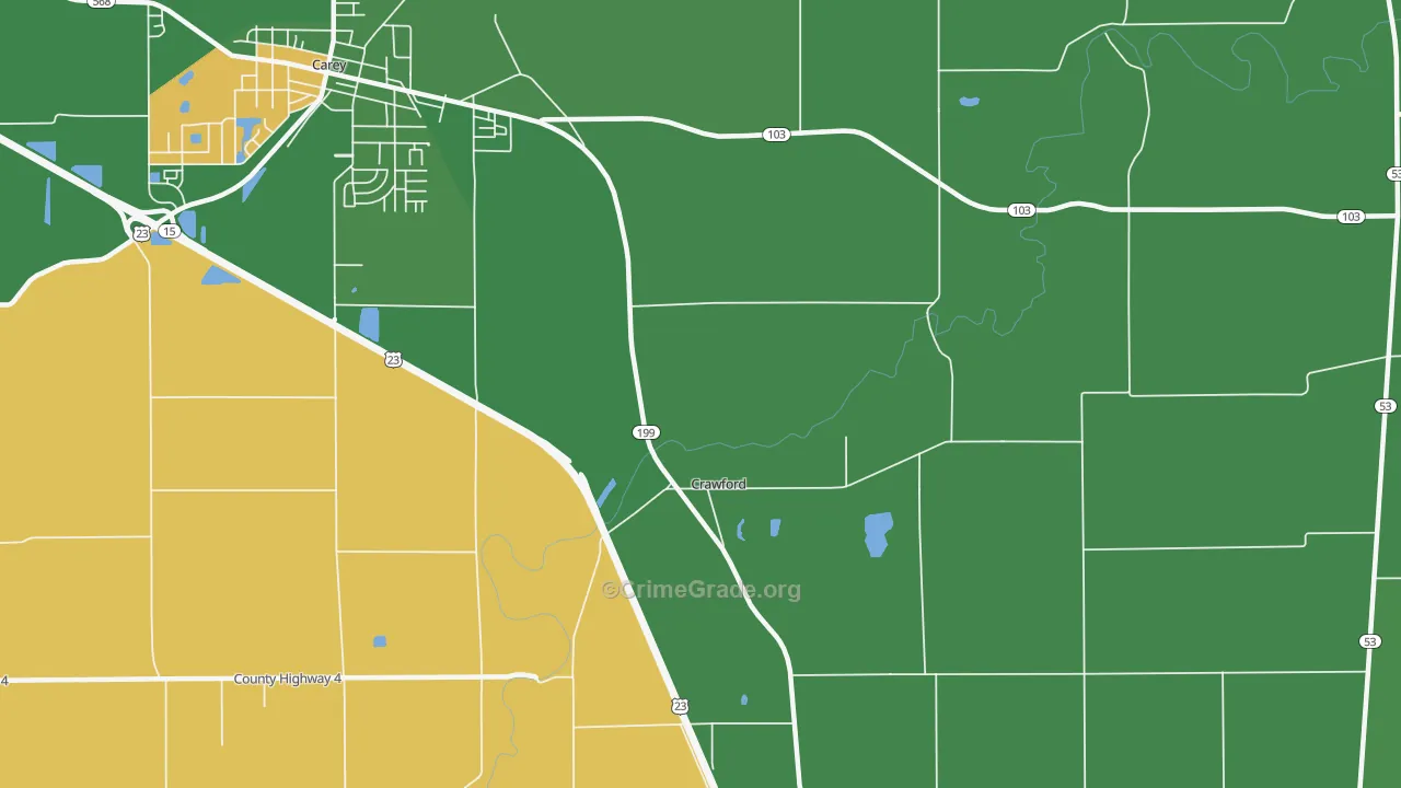 Crawford, OH Map of Vehicle Theft Rates