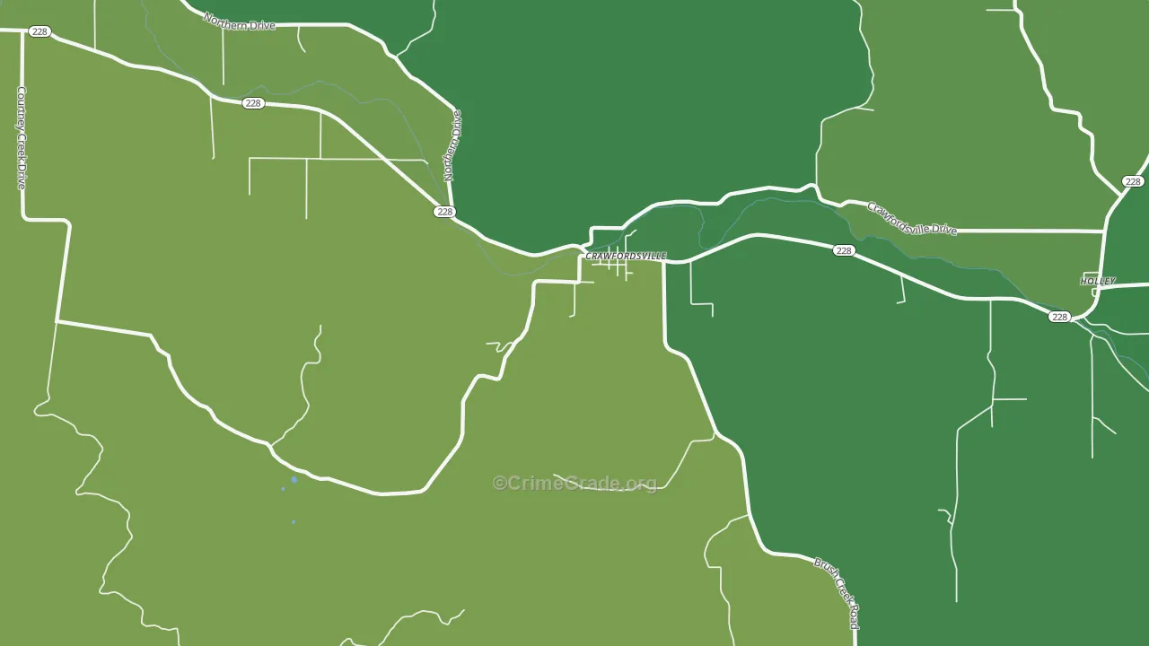 Crawfordsville, OR Map of Vehicle Theft Rates