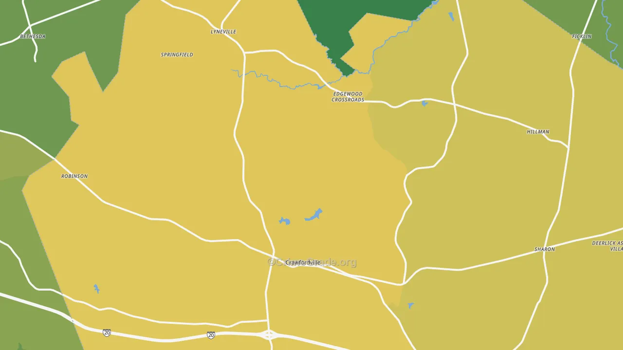 Crawfordville, GA Map of Vehicle Theft Rates