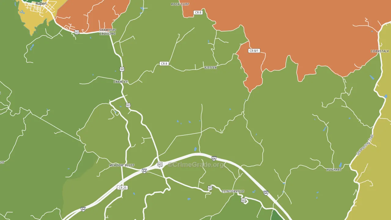Crawley, WV Map of Vehicle Theft Rates