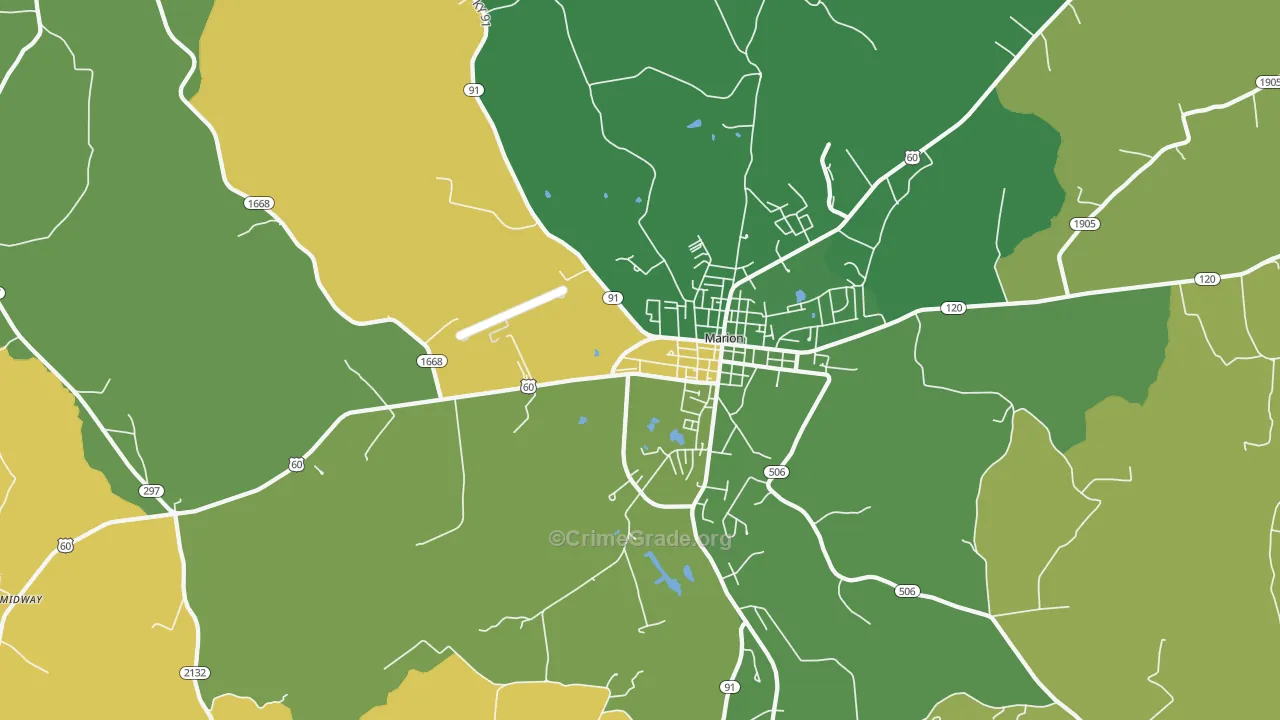 Crayne, KY Map of Vehicle Theft Rates