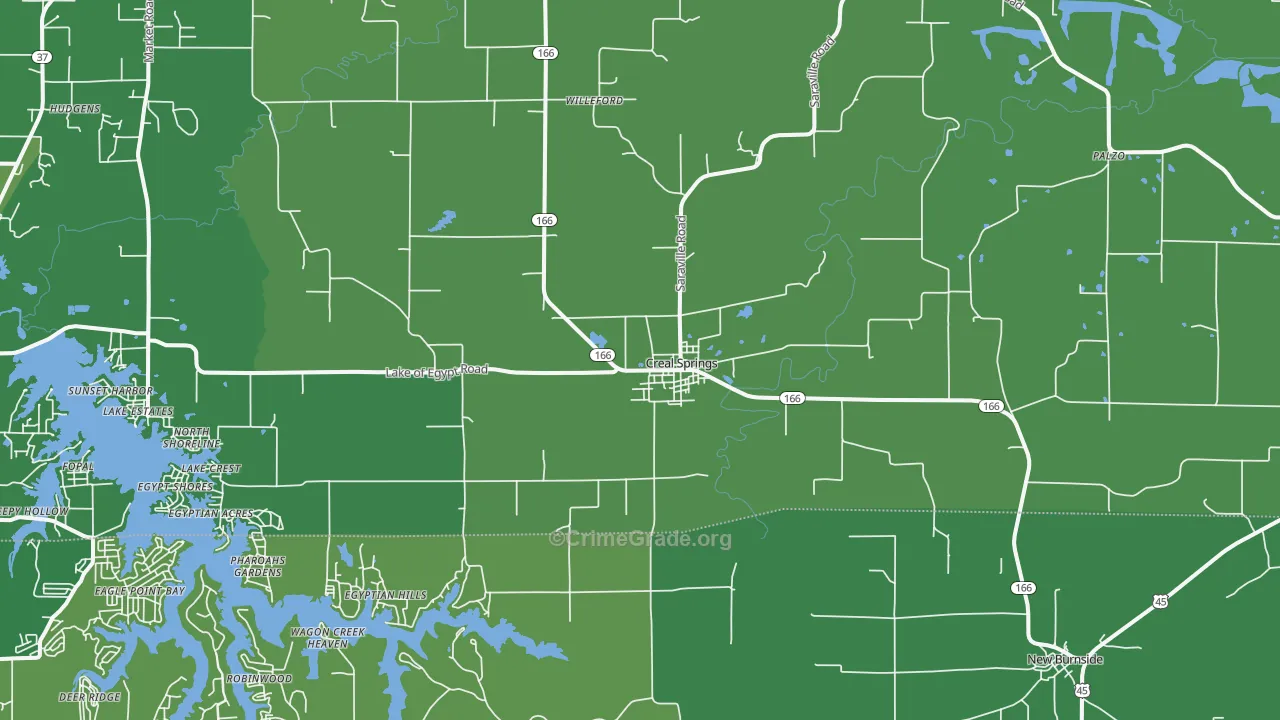 Creal Springs, IL Map of Vehicle Theft Rates