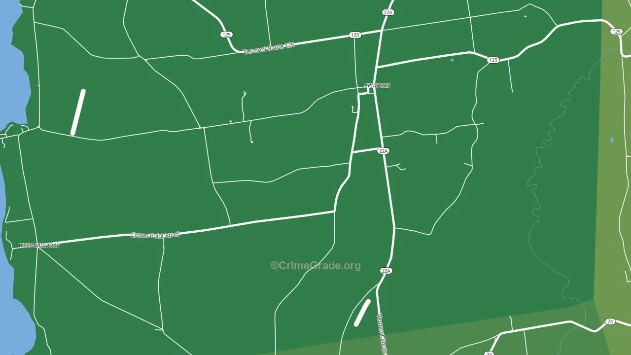Cream Hill, VT Map of Vehicle Theft Rates