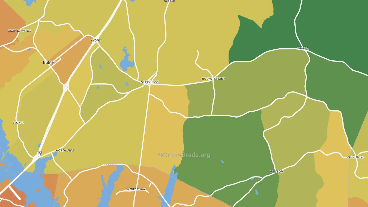 Creedmoor, NC Map of Vehicle Theft Rates
