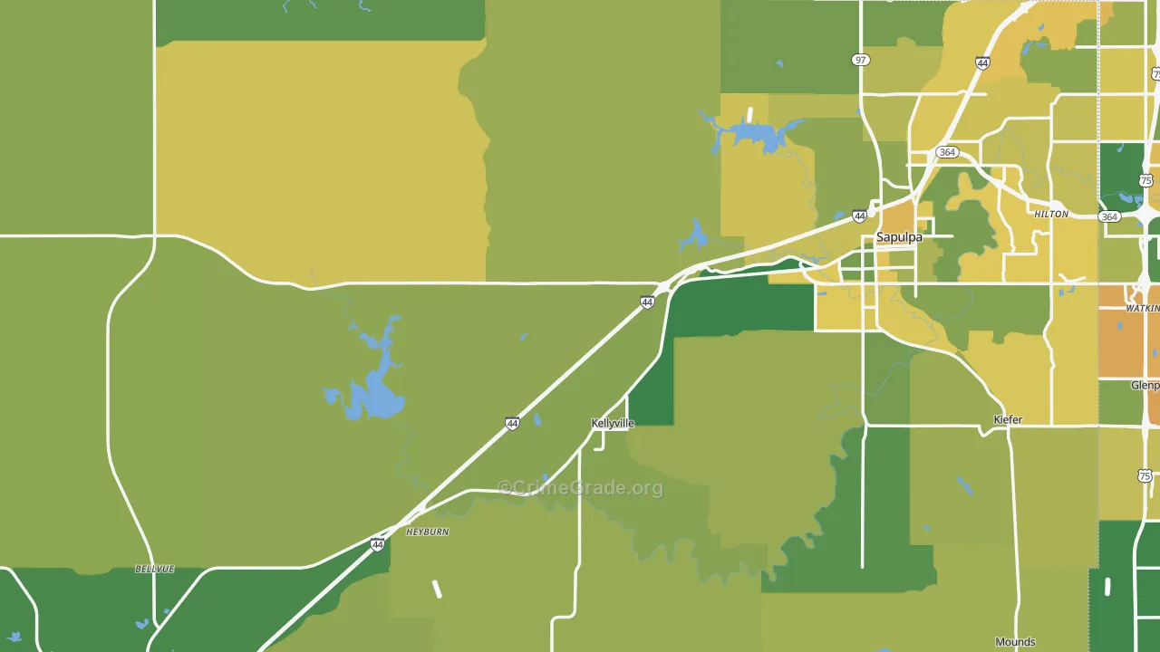 Creek County, OK Map of Vehicle Theft Rates