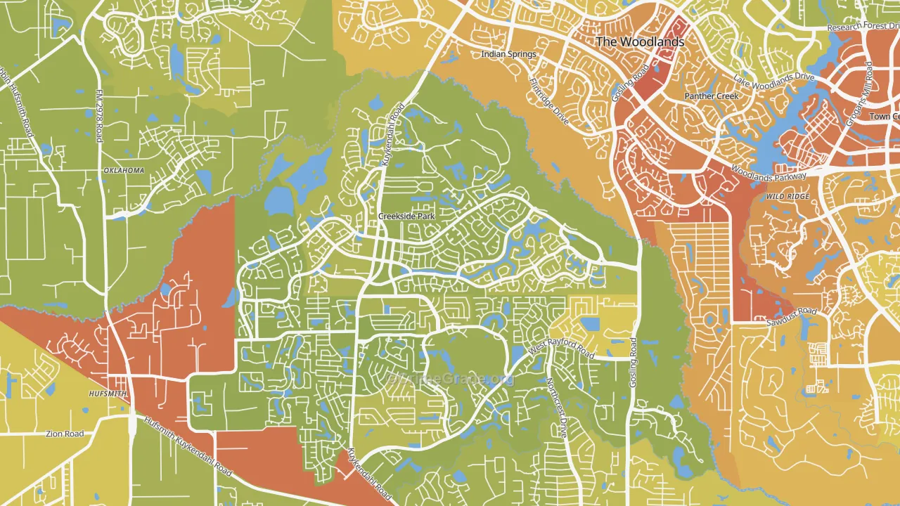 Creekside Park, The Woodlands, TX Map of Vehicle Theft Rates