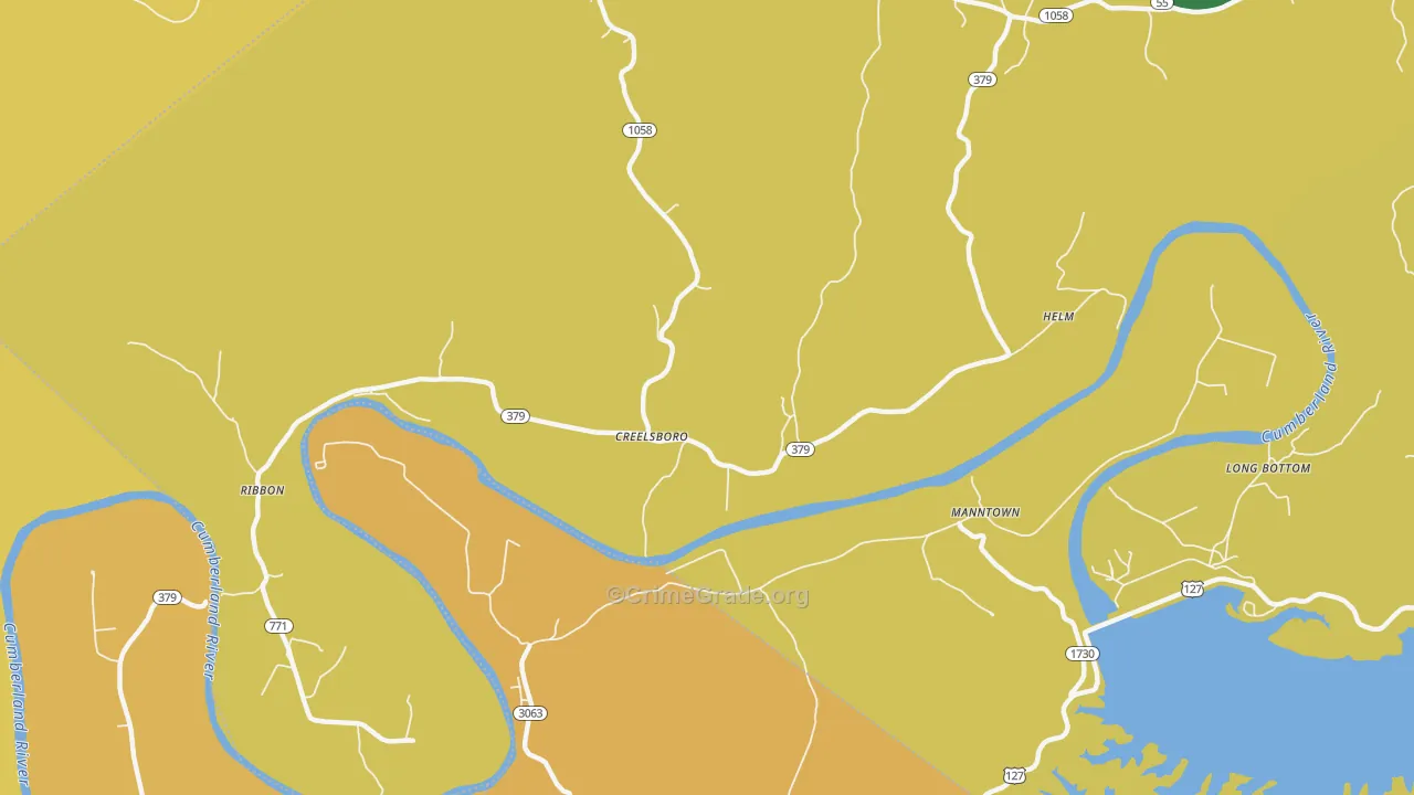 Creelsboro, KY Map of Vehicle Theft Rates