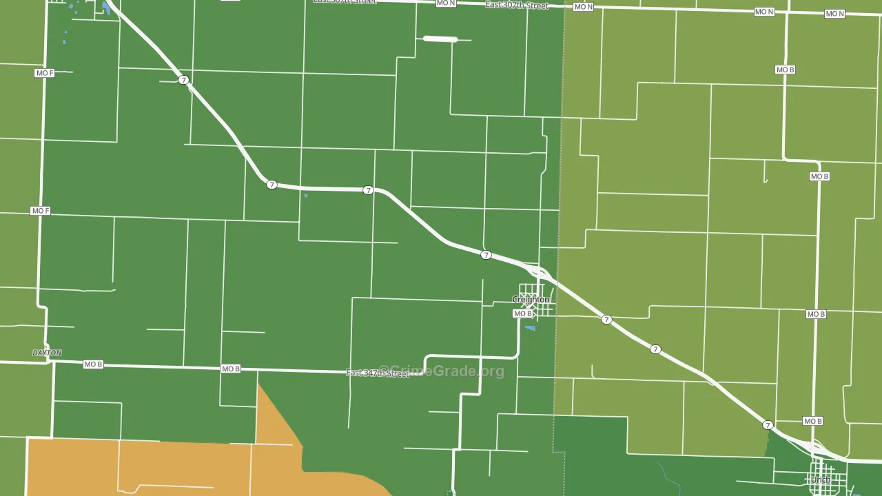 Creighton, MO Map of Vehicle Theft Rates