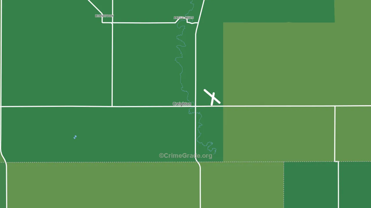 Creighton, NE Map of Vehicle Theft Rates