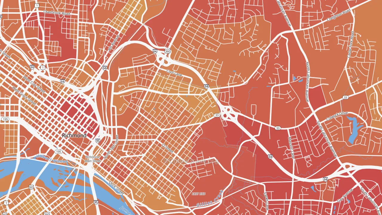 Creighton, Richmond, VA Map of Vehicle Theft Rates