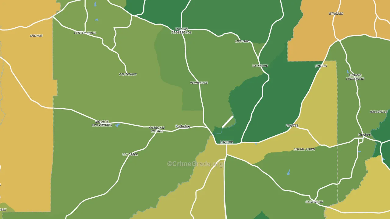 Crenshaw County, AL Map of Vehicle Theft Rates