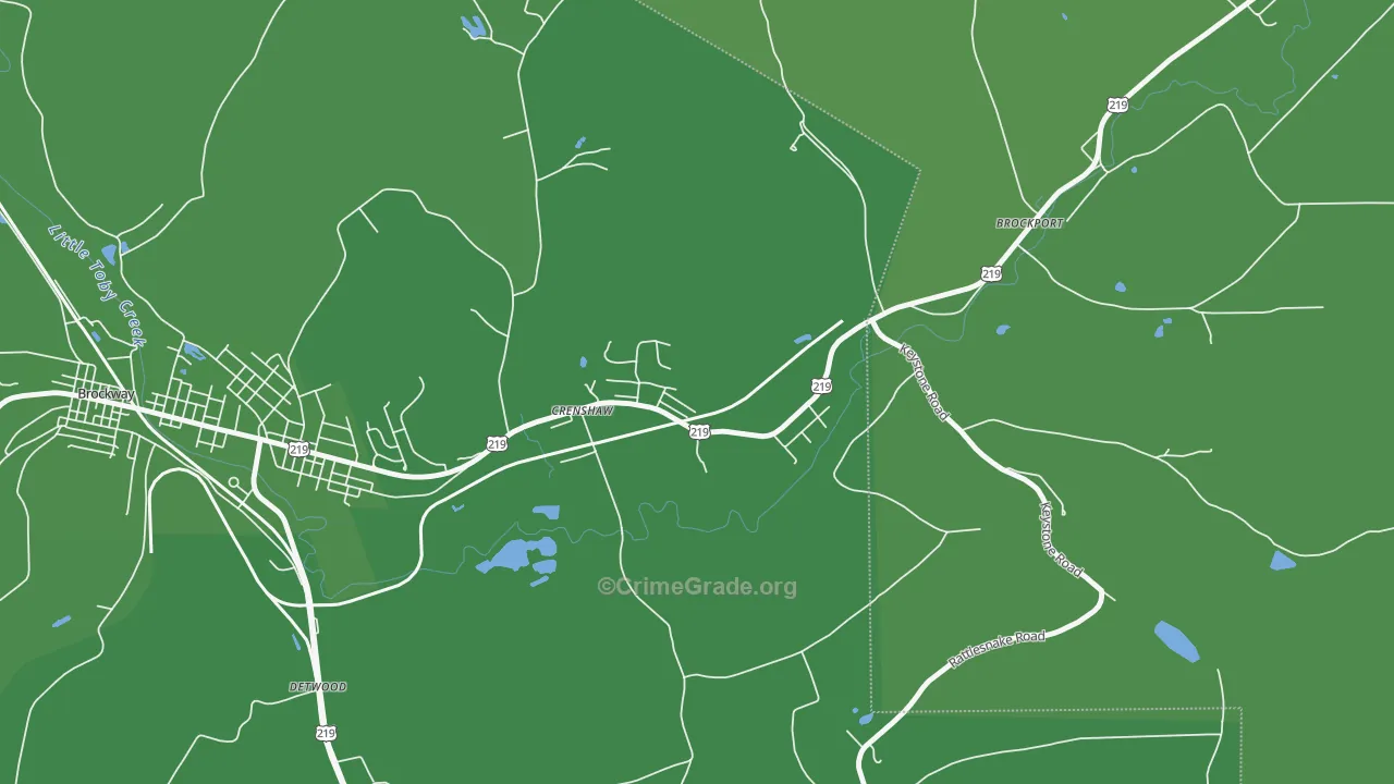 Crenshaw, PA Map of Vehicle Theft Rates