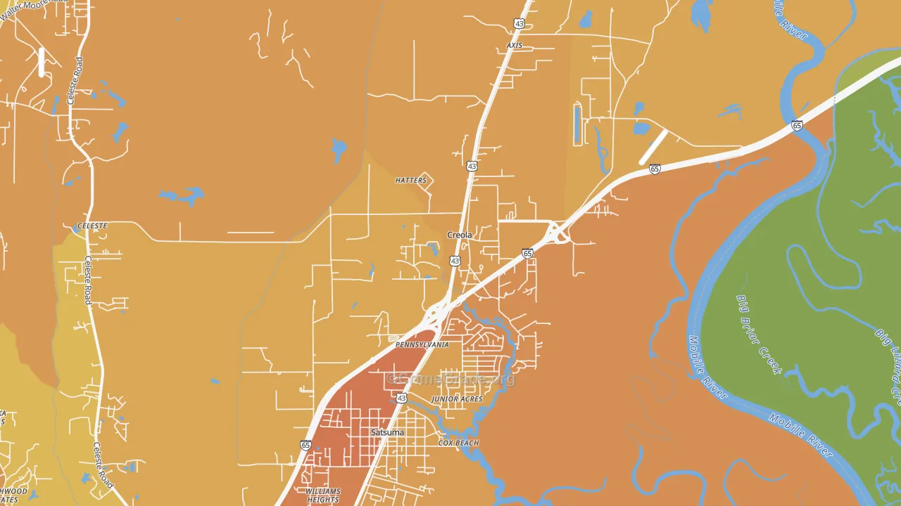 Creola, AL Map of Vehicle Theft Rates