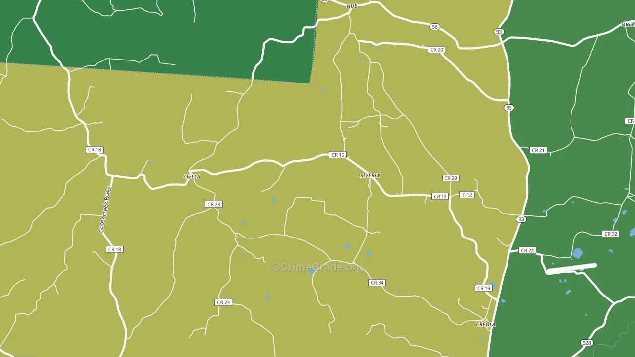 Creola, OH Map of Vehicle Theft Rates