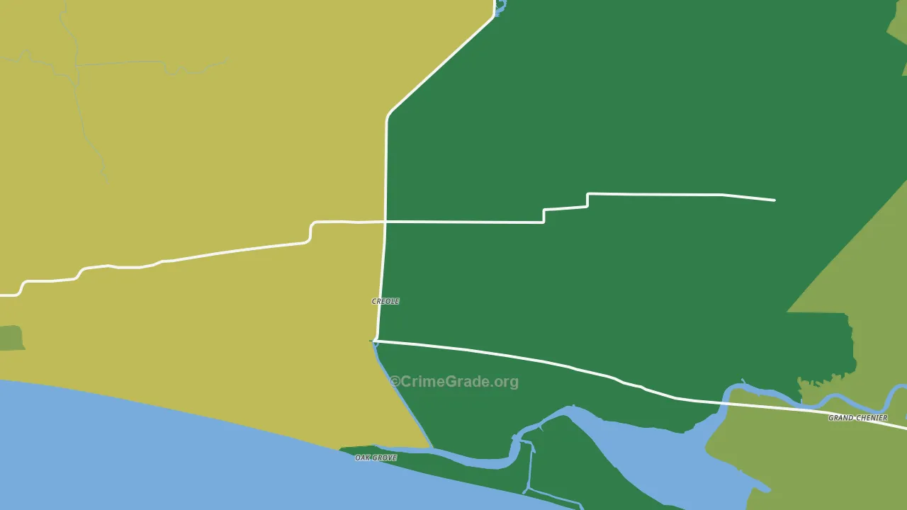 Creole, LA Map of Vehicle Theft Rates