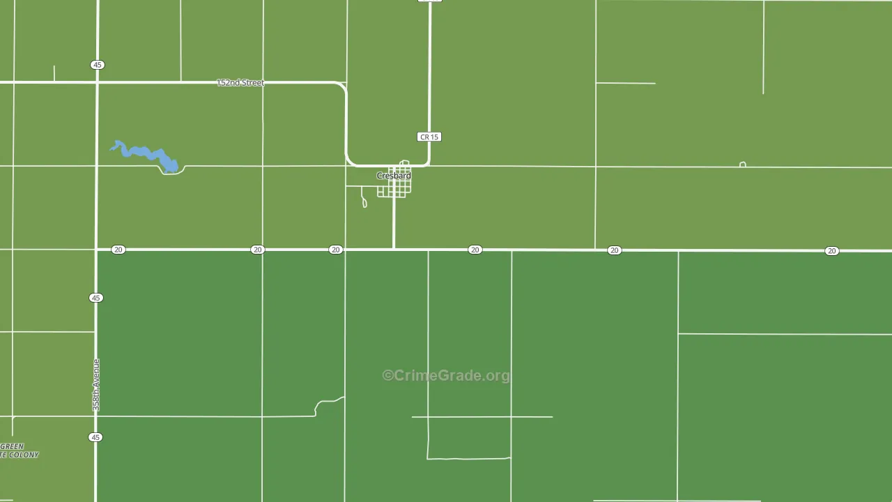 Cresbard, SD Map of Vehicle Theft Rates