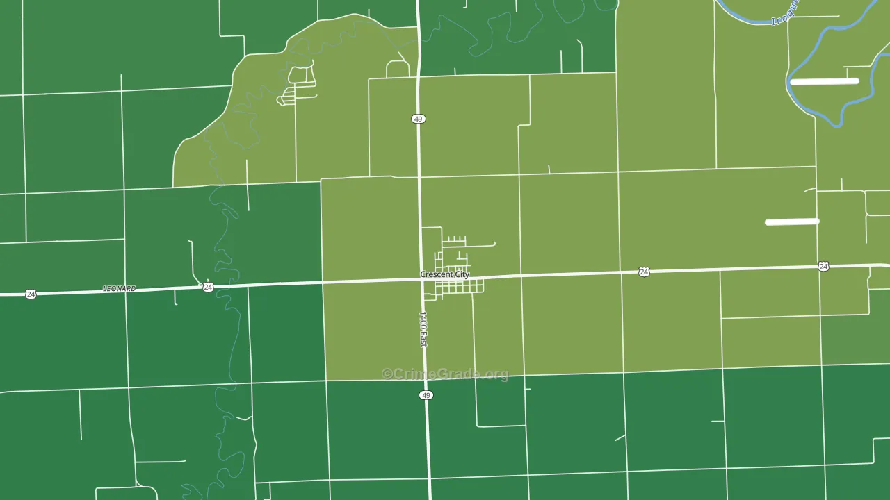 Crescent City, IL Map of Vehicle Theft Rates