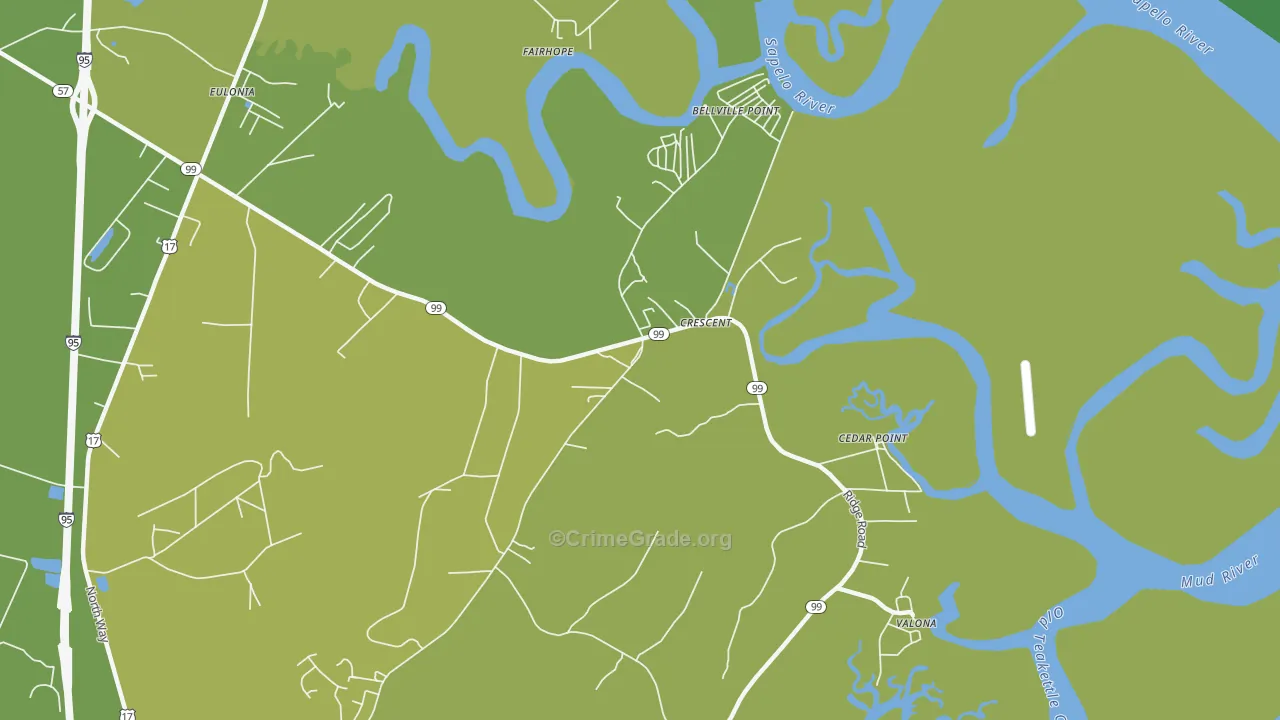 Crescent, GA Map of Vehicle Theft Rates
