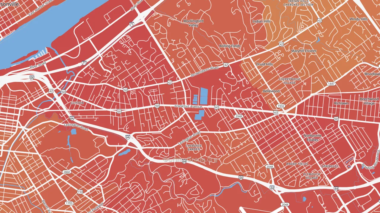 Crescent Hill, Louisville, KY Map of Vehicle Theft Rates
